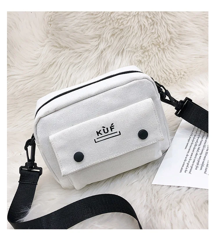 

Canvas Bag Shoulder Women's Japanese-style Bag INS Korean-style Fashion Students Cute Hipster Shoulder Bag Casual WOMEN'S Bag