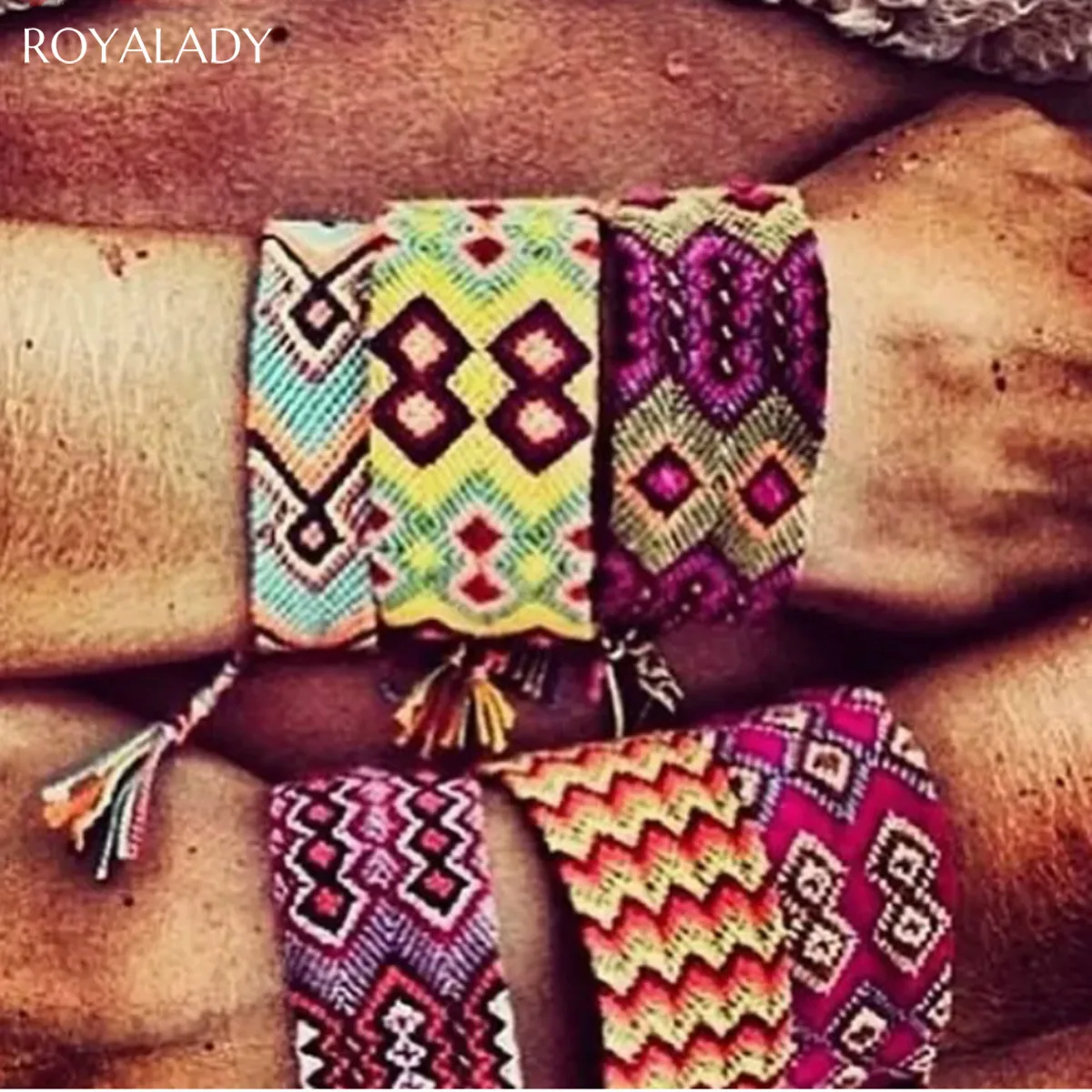 Boho разноцветный браслет ручной работы с хлопковой веревкой для женщин и мужчин, винтажный этнический плетеный браслет с подвесками, браслет дружбы, Femme Pulseras
