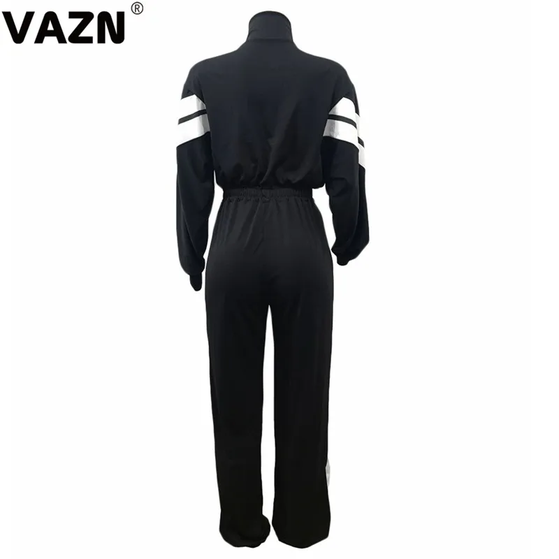 VAZN, BN-029, шикарный, новинка, Осенний сексуальный женский черный комбинезон, длинный рукав, на молнии, сплошной комбинезон, Женский Длинный комбинезон, классный комбинезон