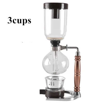 3cups silver Домашний стиль кофеварка с сифоном чай сифонная колба вакуумная Кофеварка стеклянный Тип кофе машинный фильтр 3cup - Цвет: 3cups silver