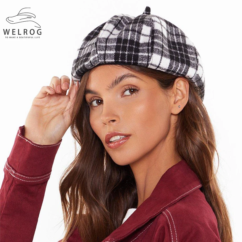 plaid wool cap