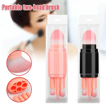 

Wholesale Portable Double Head Makeup Brush Kit 5-in-1 Detachable Brush Plastic Handle Makeup Brush Women Girl Face Makeup M3