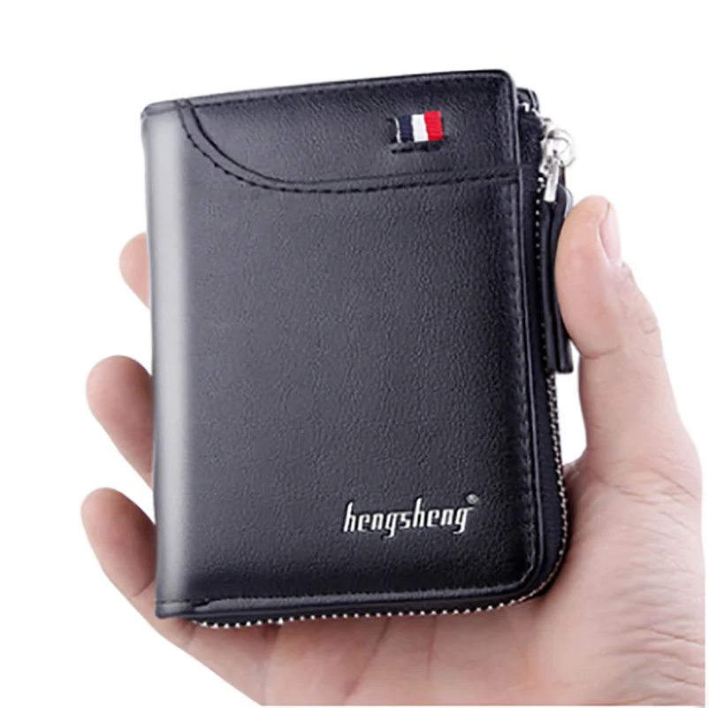 

New Wallet Men's Short Small Multifunctional Hand Card Holder PU Business Zipper Purse Fashion High-quality Casual