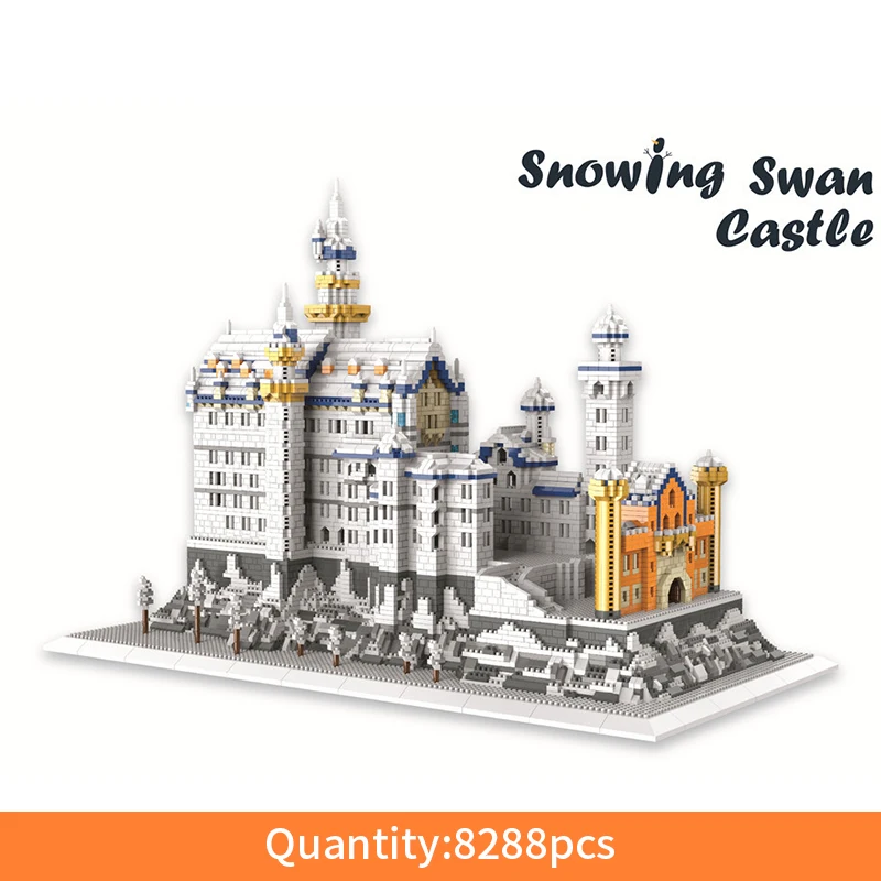 7380pcs NeuSchwanstein Castle Germany Swan Stone Model Architecture Building Blocks Bricks Educational Toys For Children | Игрушки и