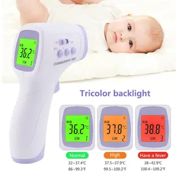 

Non-Contact Thermometer Digital Infrared Body Thermometer Gun Three-color Backlight Fever Measurement Forehead For Baby & Adult