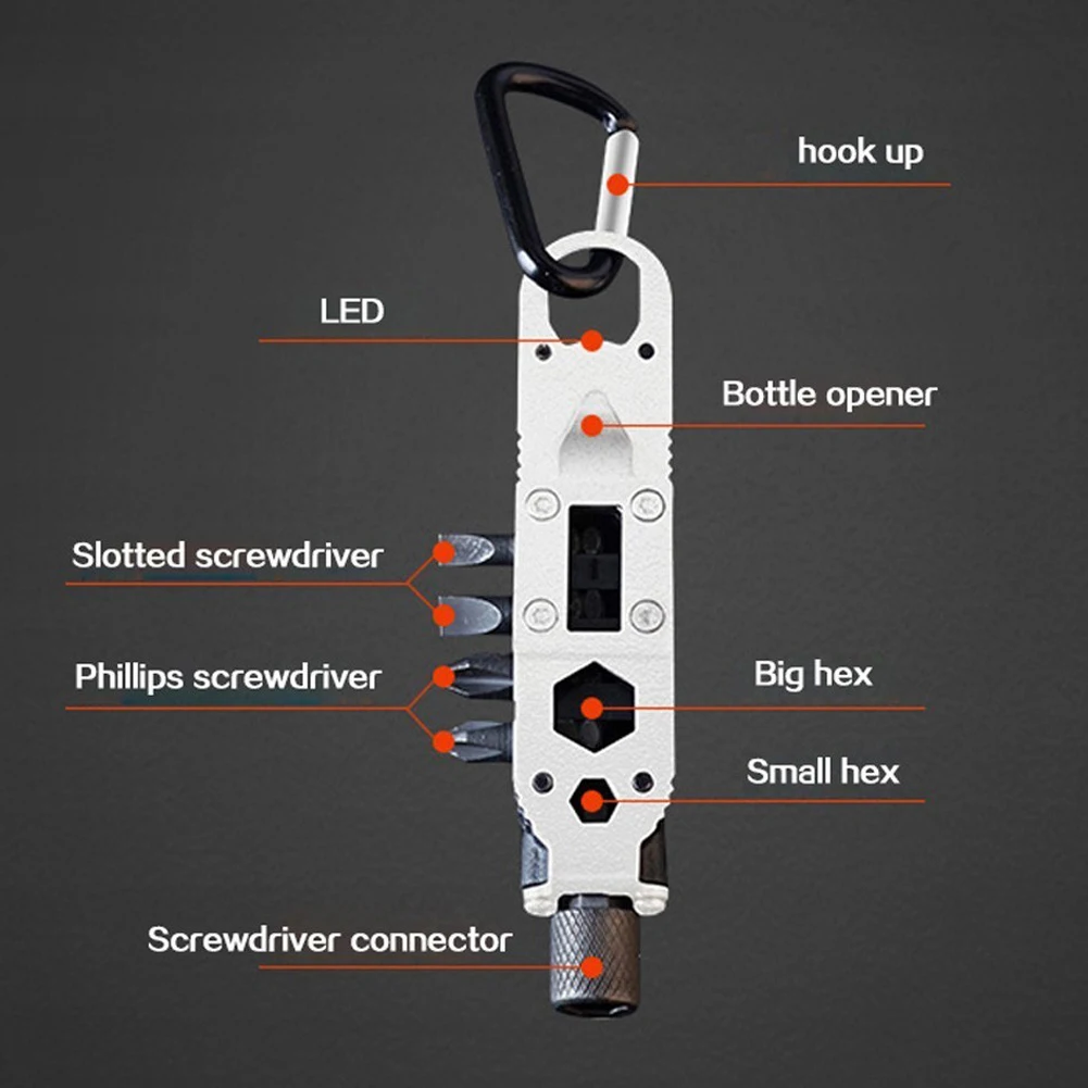 Hot Sale Magic Multifunctional Screwdriver Mini Tools Portable Pocket Keychain Screwdriver With Slot Hex Screwdriver LED Light 3