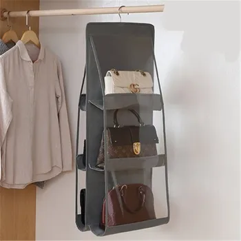 

6 Pockets Folding Hanging Handbag Organizer Storage Holder Organizer Rack Hanger Shelf Bag Storage Holder Wardrobe Closets