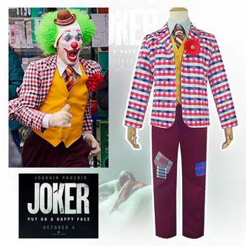 

Customize Movie Batman Joaquin Phoenix Joker Cosplay Costume Adult Men Women 5pcs(Jacket pants vest shirt Tie) Halloween Costume