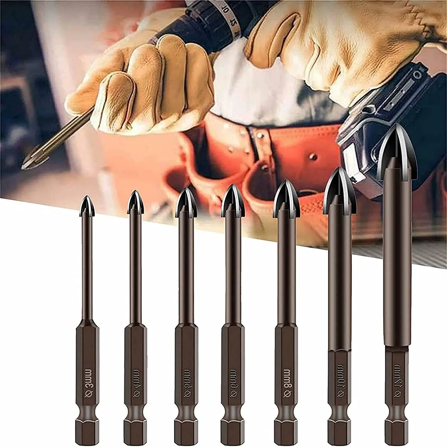 Efficient Universal Drilling Tool Multifunctional Cross Alloy Drill Bit Tile Concrete Glass Wall Hole Opening Tools Accessories 10pcs 6mm glass concrete drill bit ceramic tile marble spear head hex shank universal drilling tool hole opener for wall plastic