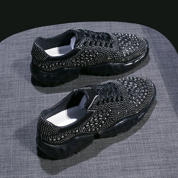 Модные кроссовки со стразами Блестящие Кроссовки Новая женская обувь кроссовки черные массивные кроссовки серебряные прозрачные кроссовки