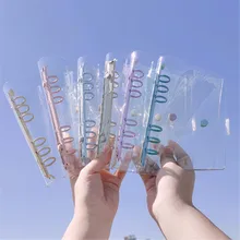 

A5 A6 Transparent PVC Loose-Leaf Notebook Cover Macaron Color 6 Ring Binder Diary Journal Planner Korean Stationery School