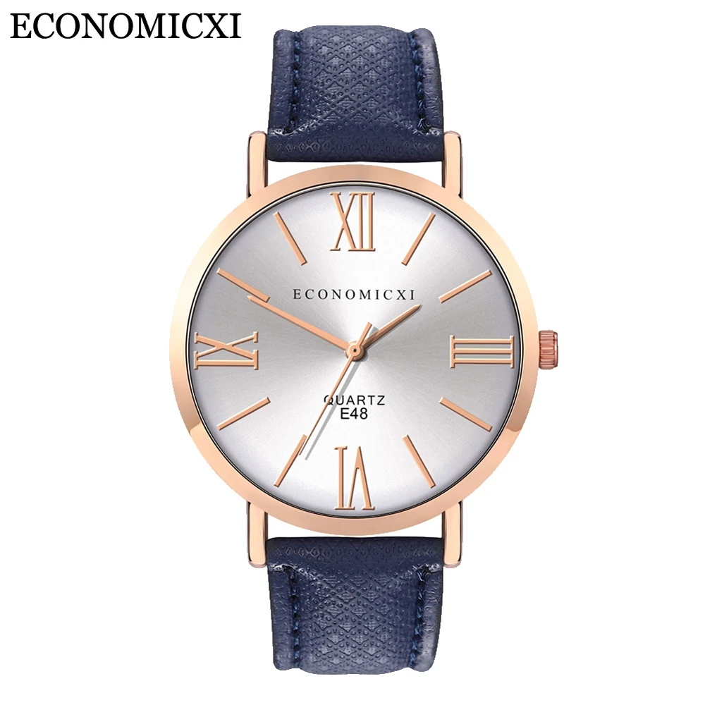 

ECONOMICXI New Gold Alloy Quartz Wrist Watches Women Female Watch Luxury Alloy Quartz Lady Leather Relojes Para Mujer Fashion