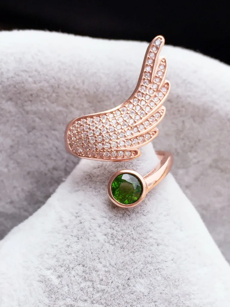 exquisite green diopside ring women silver ring natural gem good cut 925 sterling silver birthday gift oval new year present