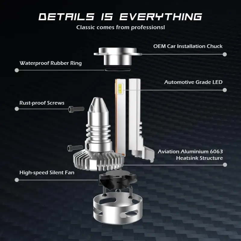 90 Вт 12000LM H7 светодиодный H11 светодиодный лампы для передних фар D2 D5 9005 9012 D1 авто фары 6500K белый 2 шт