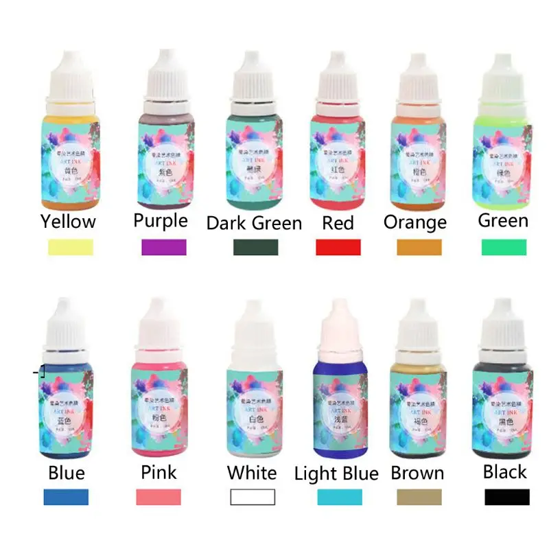 

12 Colors Art Ink Resin Pigment Kit Colorant Dye Ink Diffusion Jewelry Tools DIY