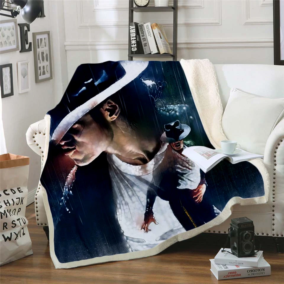 Michael Jackson 3d printed fleece blanket for Beds Hiking Picnic Thick Quilt Fashionable Bedspread Sherpa Throw Blanket style-7