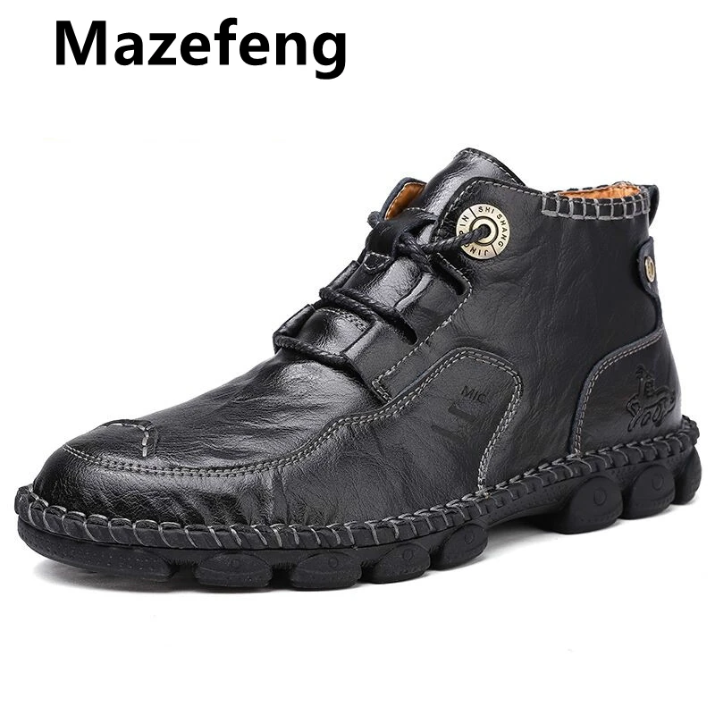 Mazefeng/Новинка; сезон осень-зима; мужские рабочие ботинки; кожаные мужские Ботильоны; мужские ботинки; Осенняя мужская обувь; повседневная обувь; большие размеры 38-48