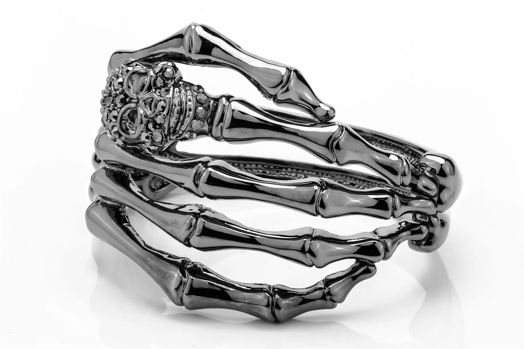 YACQ Skull Skeleton Hand Bracelet Bangle Biker Gothic Jewelry Gifts Women Her Girlfriend Antique Silver Color D08 Dropshipping 6