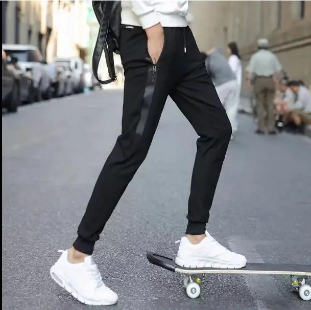 zipper black Men Track Pants NEW Fashion Hip Hop Fitness Streetwear Male Trousers Striped Drawstring Joggers Sweatpants Pantalon Homme - Цвет: zipper black