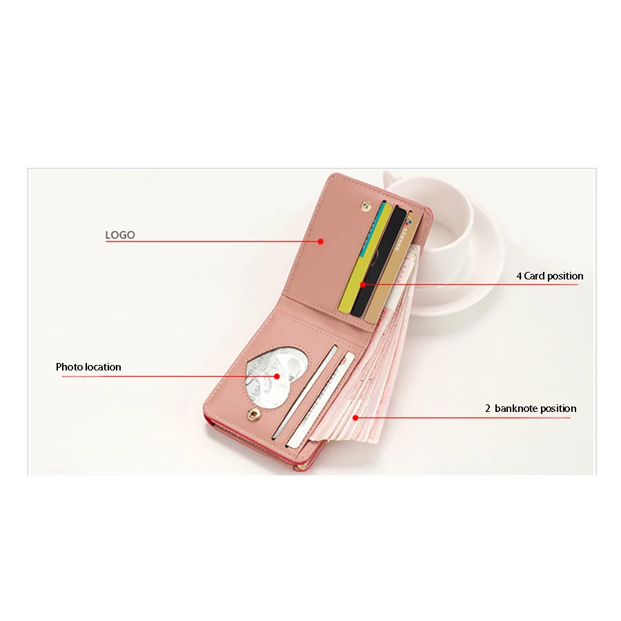 Милый женский короткий кошелек с вышивкой в форме сердца, многофункциональный женский мини кошелек карамельного цвета, кошельки для монет, посылка для карт, новинка