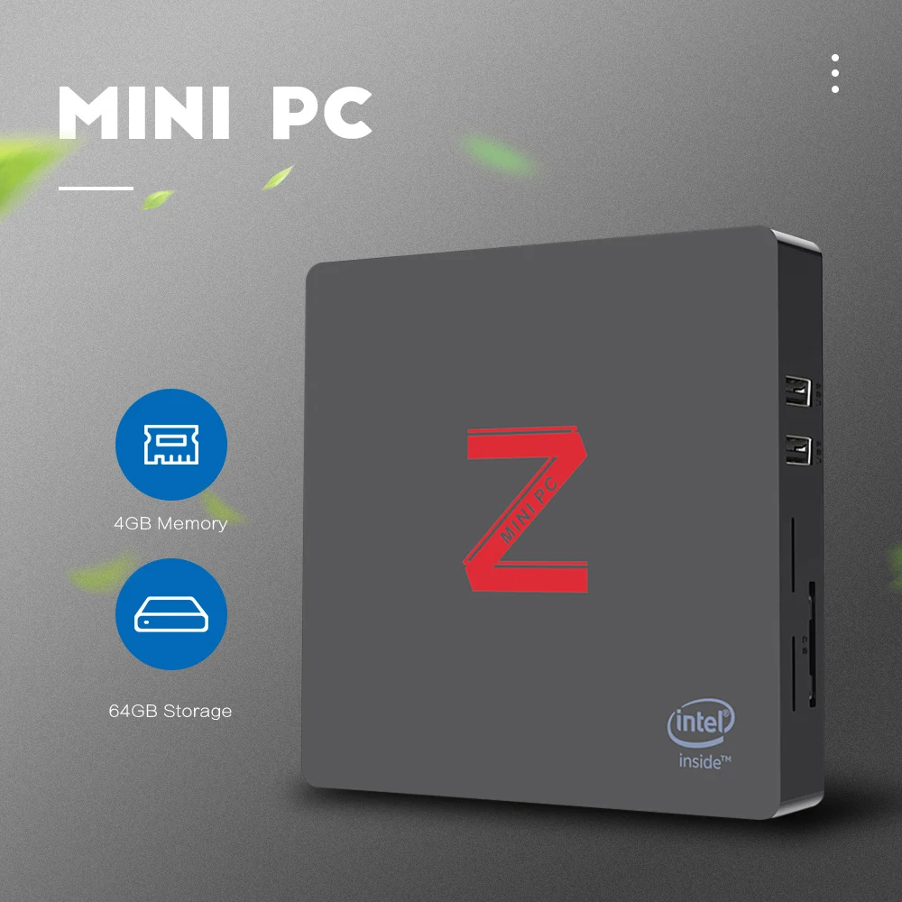Z85 Мини ПК Atom X5-Z8350 четырехъядерный Windows 10 2,4G+ 5,8G Wifi BT4.0 1000 Мбит/с 2 ГБ/4 ГБ 64 Гб rom VGA+ HDMI Двойной экран - Color: 4GB 64GB