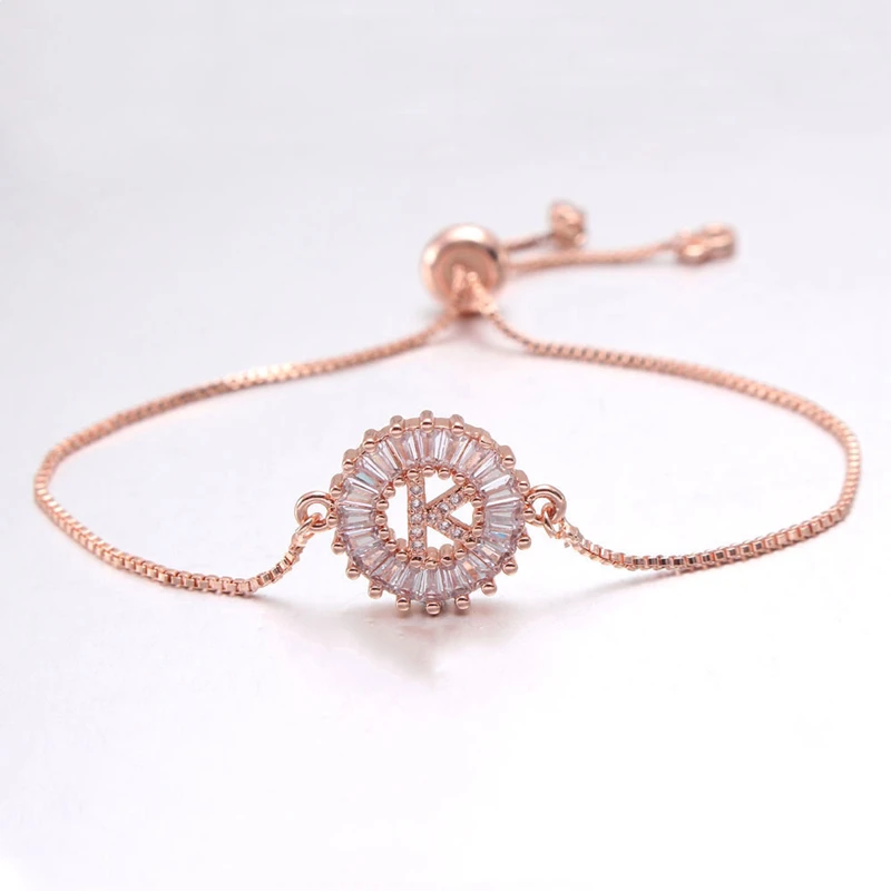 Cubic Zirconia 26 Alphabet Letter Charm Bracelet Femme Copper A-Q Initial Chain Bracelets For Women Jewelry Adjustable | Украшения и