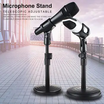 

Microphone Stand Desktop Telescopic Adjustable Holder Mount With Heavy Plastic/metal Base Clampable Range From 2.5cm To 4.5cm
