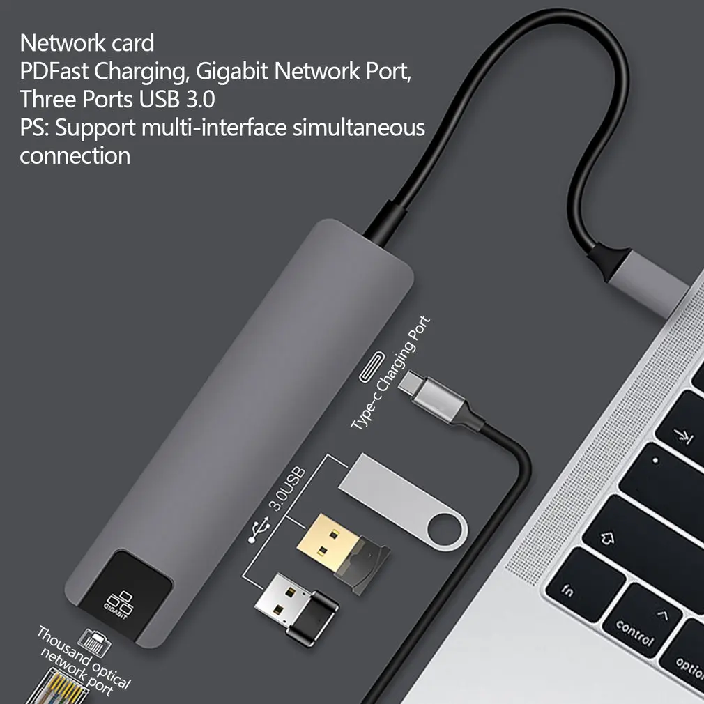 Кабель-Переходник USB C на HDMI адаптер 4K 3-в-1 Тип с разъемами типа C и HDMI мульти-Порты и разъёмы адаптер совместим для MacBook Pro для samsung