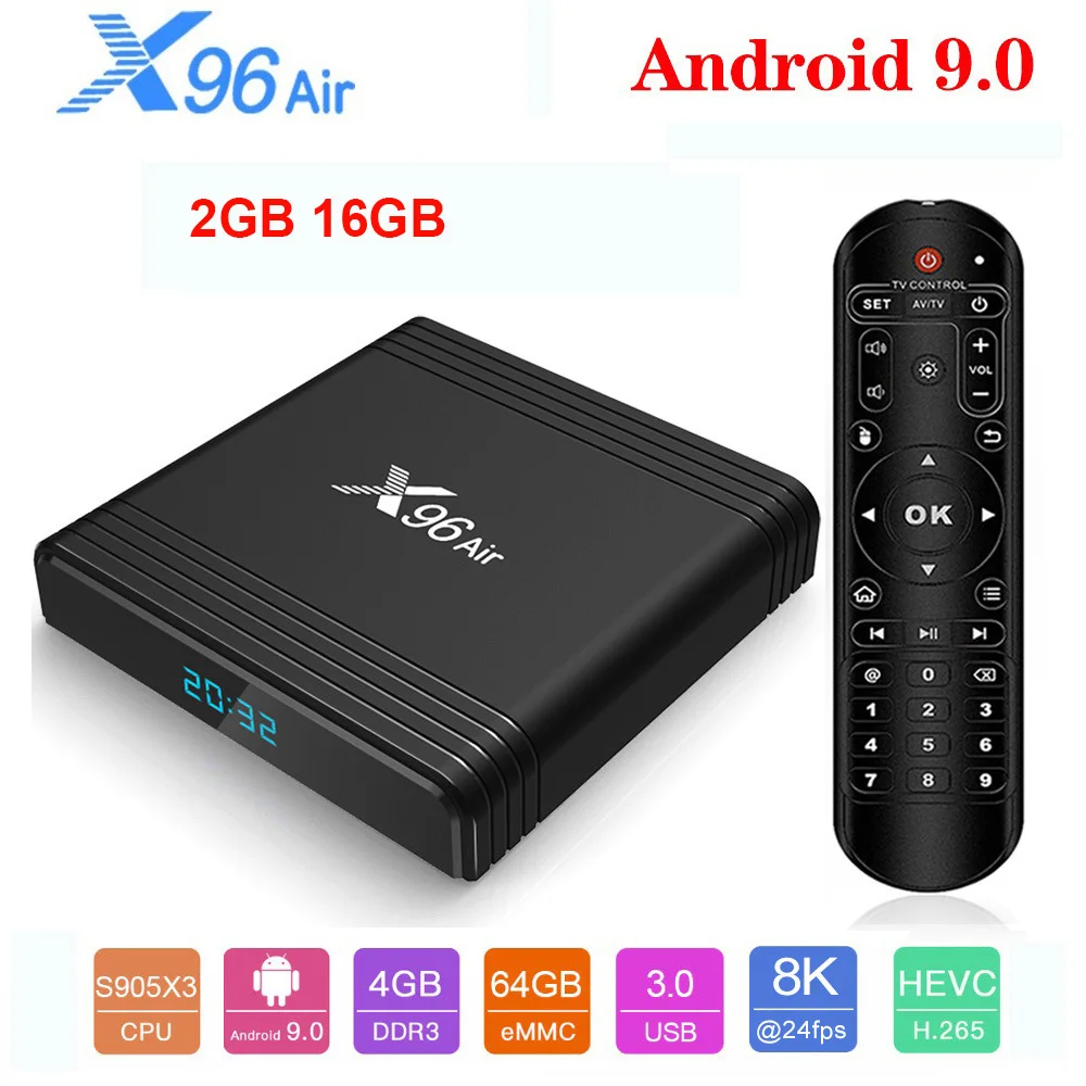 ТВ-приставка X96 Air Amlogic S905X3 mini Smart Android 9,0 4 Гб 64 ГБ 32 ГБ wifi 4K 8K 24 кадров в секунду Netflix X96 Air 2 Гб 16 Гб Plex телеприставка - Цвет: 2GB 16GB