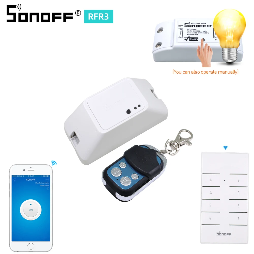 Беспроводной смарт выключатель ITEAD SONOFF RF/RFR3 R3 мост 433 Wi Fi пульт дистанционного
