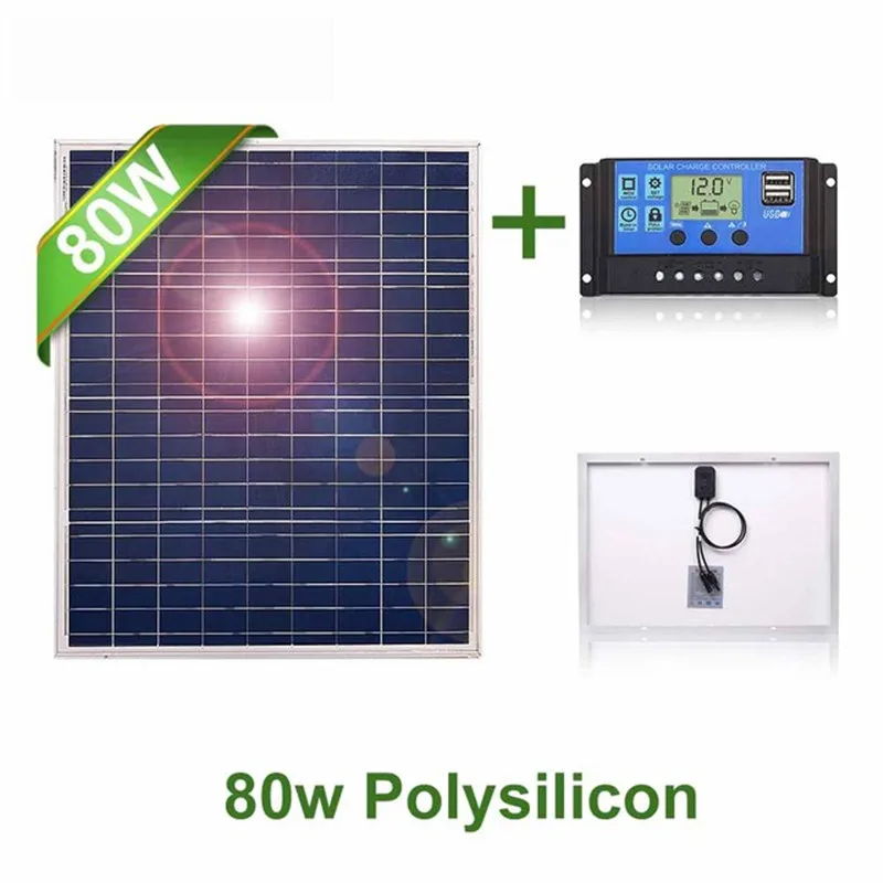 DOKIO 12V 80W Waterproof Solar panel monocrystalline/Polysilicon  China 80 Watt Panel Solar For Home RV