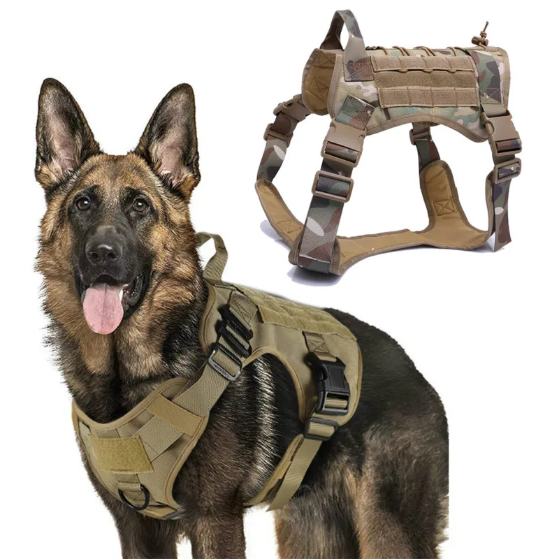 Military Tactical Dog Harness K9 Working Pet Vest With Handle Nylon Bungee Leash Lead Training For Medium Large Dogs | Дом и сад