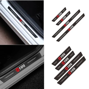 

4PCS Car Door Threshold Plate Anti-Scratch Carbon Fiber Sticker For Fiat Panda Bravo Punto Linea Croma 500 595 Car accessories