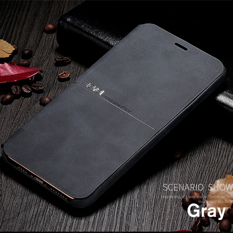 Black Премиум кожаный чехол s для iPhone 11 Pro XS Max XR X 8 8 6 6S 7 Plus полный защитный деловой чехол-подставка держатель - Цвет: Black
