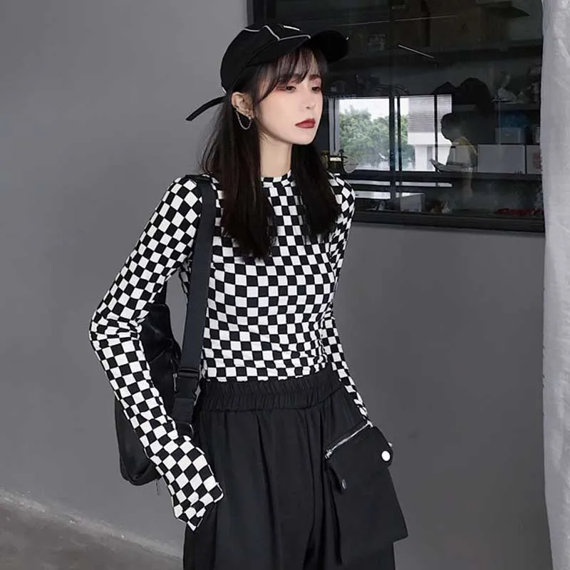 One-Piece Slim Women Long Sleeve Lattice T Shirt 2020 Summer New Casual Vintage Turtle Neck Top Korean Lady College T-Shirt Tops