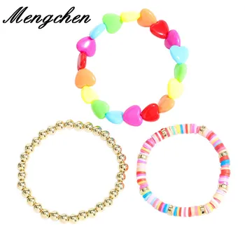 

3PCS/Set New Desing Bohemian Colorful Resin Bead Cute Charms Bracelets Bangles For Women Handmade Geometric Girls Party Gift