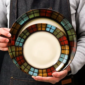 

Tableware Ceramic Dinner Plate Set Dish 8/11Inch Porcelain Cute Dessert Plate Dinnerware American Hand Painted Pasta Steak plate