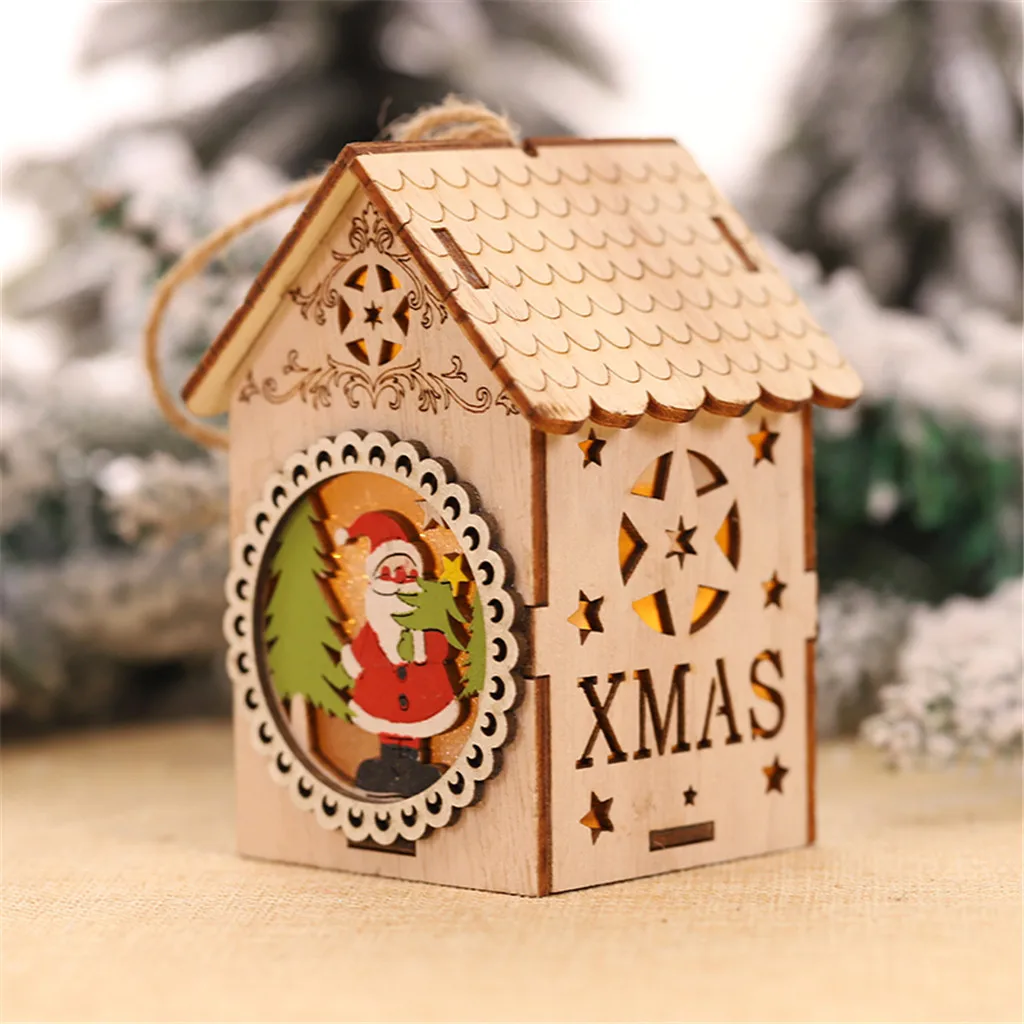 LED Light Christmas Tree Hanging Ornaments Wood House Cute Santa Claus snowman christmas decorations for home navidad 2020 F830 | Дом и сад