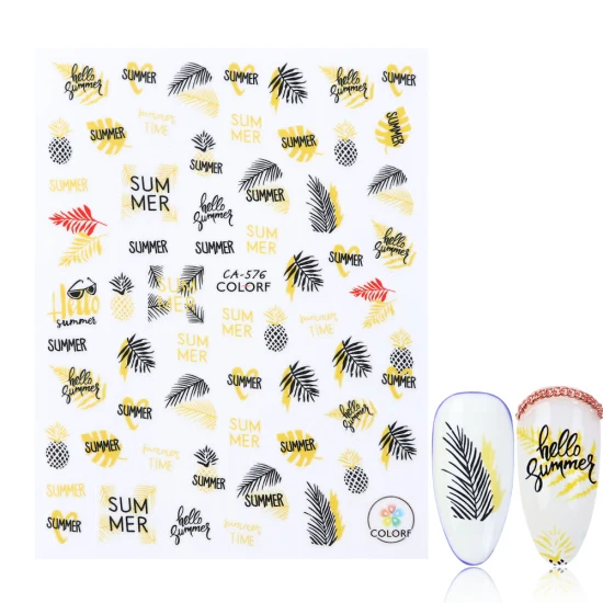 1pcs 3D Adhesive Nail Stickers Leaf Flowers Letters Decals Designs Nail Art Decorations Slider Foils Manicure Wraps TRCA574-584 - Цвет: CA-576
