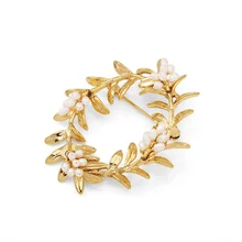 19 Весна и лето стиль Горячая Распродажа американский большой бренд золотая гирлянда брошь Европа и Америка жемчужные листья корсаж