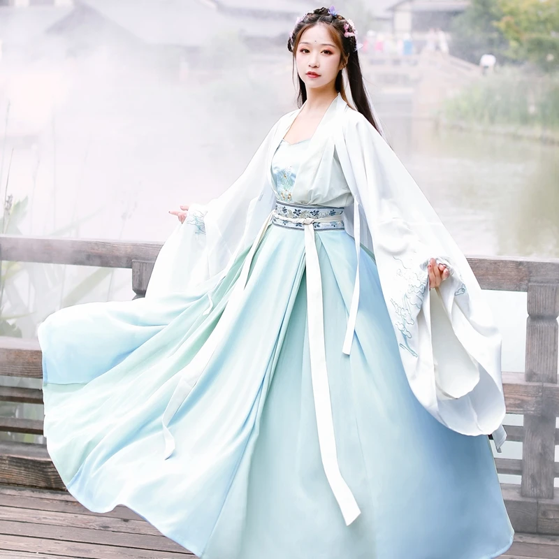 Многоцветный Изысканные танцевальные костюмы с вышивкой Hanfu, женское платье древней феи, народный праздничный наряд, одежда для выступлений певцов DC2718 - Цвет: Многоцветный