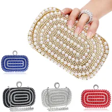 Новая модная женская с кристаллами бисером вечерние сумки с бриллиантами кольца на палец кошелек клатчи на день сумки жемчужные свадебные вечерние сумки для ночного клуба