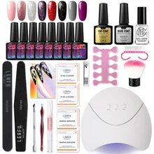Modelones, 24 шт./лот, 36 Вт, лампа для дизайна ногтей, Гель-лак для ногтей, инструменты, маникюрный набор, впитываемый Гибридный гель, Базовое покрытие, верхнее покрытие, наборы гелей для ногтей