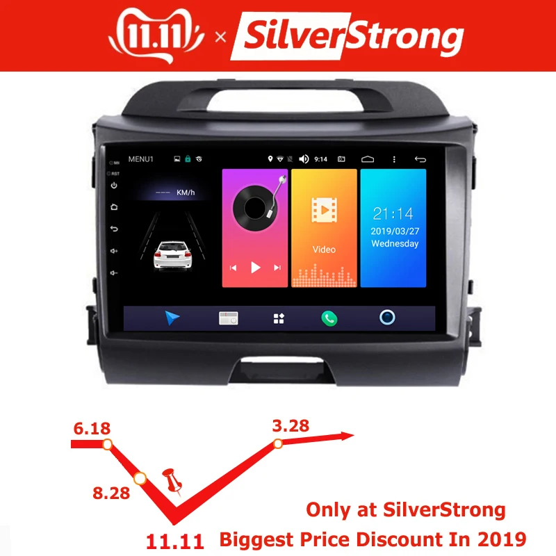 Discount SilverStrong Android9.0 IPS Car Android Radio For KIA SPORTAGE 3 2009-2015 Navi SportageR GPS with Option DSP DAB TPMS DVR 0