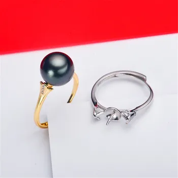 

Simple Big Pearl Rings Settings Women DIY Pearl Rings Holder S925 Sterling Silver Pearl Jewelry Findings