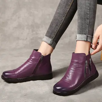 

Designer genuine leather boots women size 41 zipper wedges boots female superstar shoes 2020 spring ankle boots