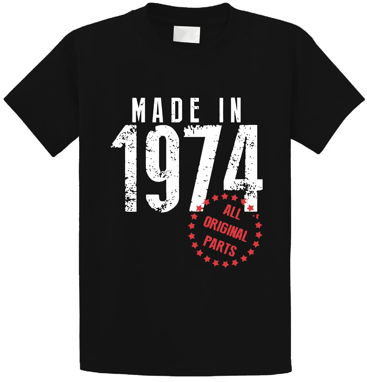 Футболки на продажу, сделано в 1974, все оригинальные части, для дня рождения, мужские футболки с круглым вырезом и коротким рукавом, Мода - Цвет: Черный