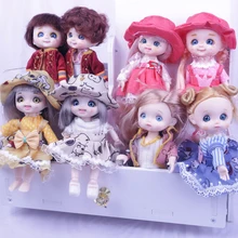 

16cm Blue Eyes BJD Doll 13 Moveable Joint Dolls Dimple Freckle Face bjd Toy Little Girl Dress Up Make Up Toys Girls Gift Dolls