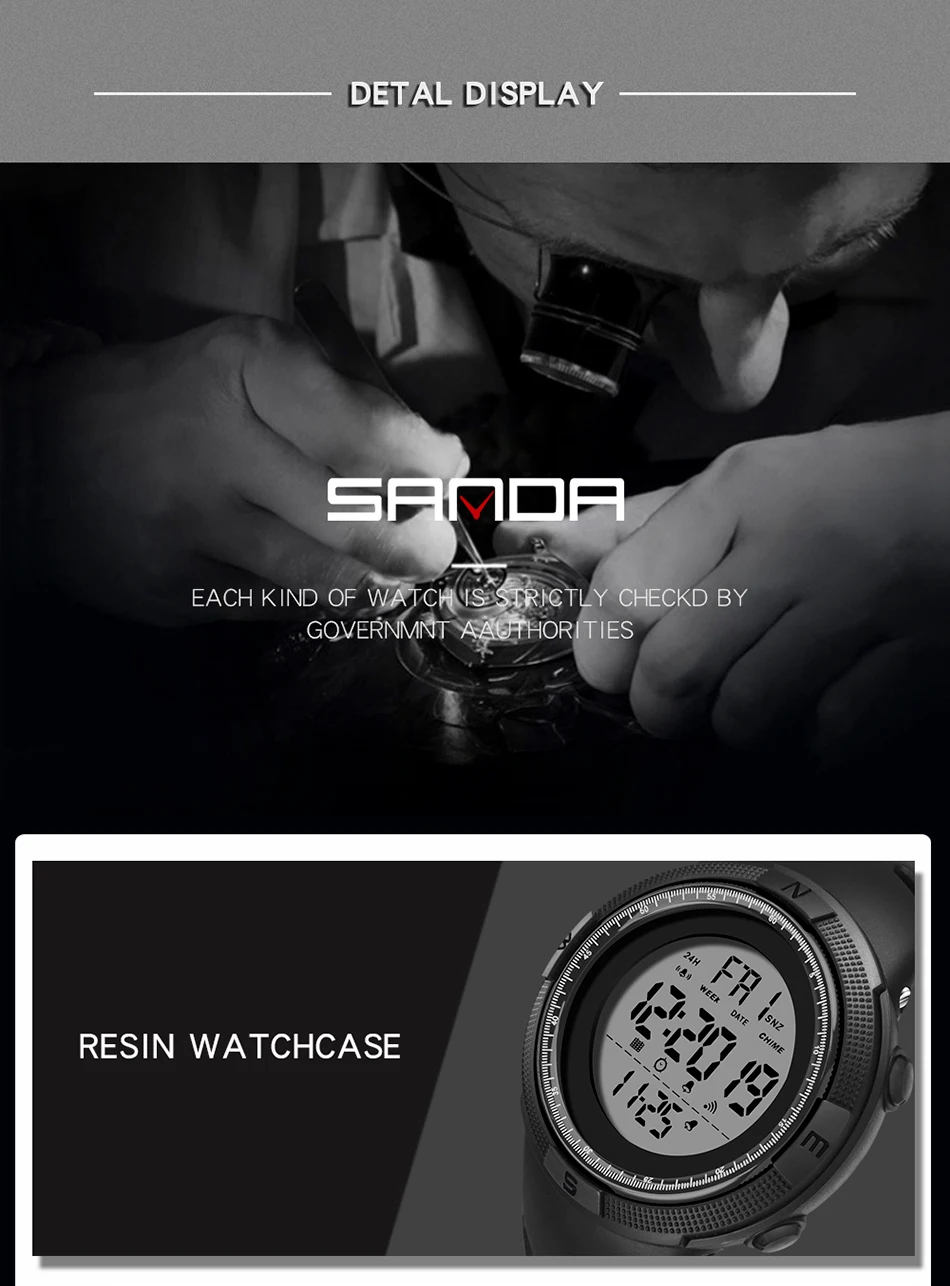 SANDA новые мужские цифровые часы многофункциональные светящиеся электронные часы водонепроницаемые уличные спортивные часы Relogio Masculino
