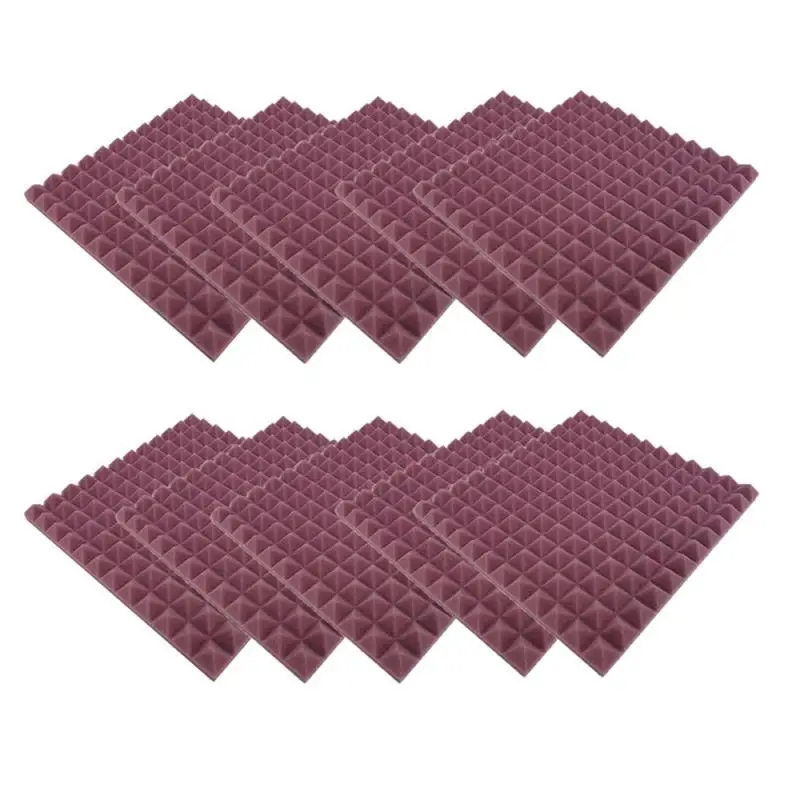 purple 10 шт Акустическая Звукоизоляционная пена Звукопоглощающая обработка панель плитка Клин Защитная губка - Цвет: purple